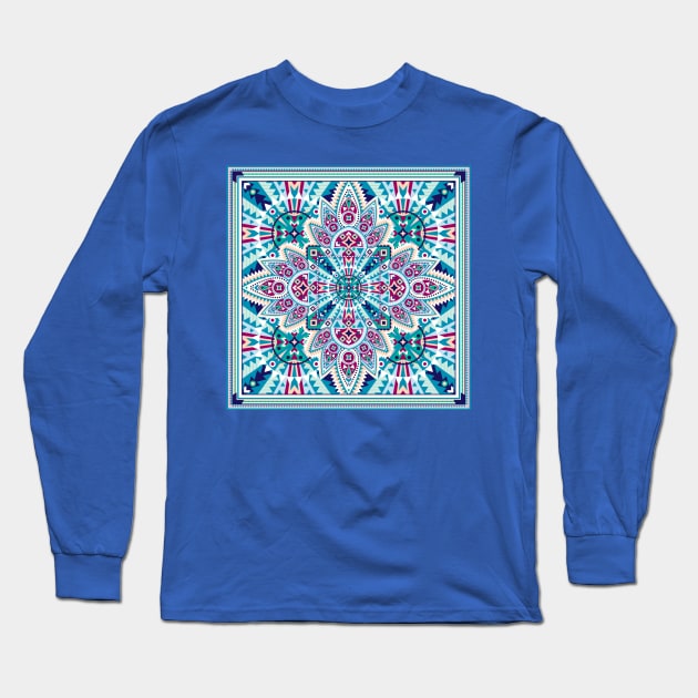Modern Blue Quilt Long Sleeve T-Shirt by Carolina Díaz